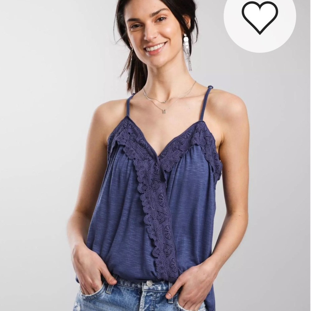 Daytrip Women's Blue Lace Trim Tank Top